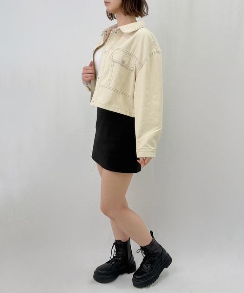 frunco（フランコ）の「【ZOZOTOWN限定】ステッチデニムジャケット/ドローコード付き（デニムジャケット・レディース・ネイビー/ホワイト・FREE）」の7枚目の写真