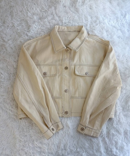 frunco（フランコ）の「【ZOZOTOWN限定】ステッチデニムジャケット/ドローコード付き（デニムジャケット・レディース・ネイビー/ホワイト・FREE）」の17枚目の写真