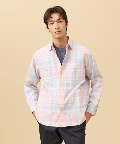 J.PRESS(ジェイプレス)の「オックスフォードマルチカラーチェック シャツブルゾン(シャツ/ブラウス・メンズ・イエロー系3/ピンク系3・MEDIUM/LARGE/X-LARGE)」の2枚目の写真