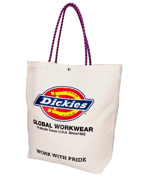 Dickies（ディッキーズ）の「【DICKIES/ディッキーズ】LOGO PRINT ROPE TOTE BAG / ロゴプリントロープトートバッグ（トートバッグ・メンズ・オフホワイト/アイボリー/ブラック/ブラック系・FREE）」の2枚目の写真