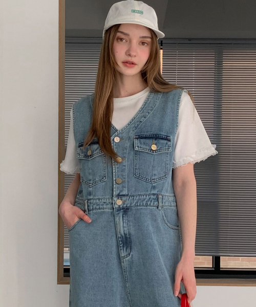 VASCARA(バスカラ)の「V Denim Jumpsuit (2colors)(つなぎ/オールインワン・レディース・スカイブルー/ダークブルー・FREE)」の15枚目の写真