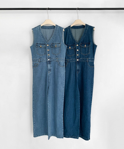 VASCARA(バスカラ)の「V Denim Jumpsuit (2colors)(つなぎ/オールインワン・レディース・スカイブルー/ダークブルー・FREE)」の12枚目の写真