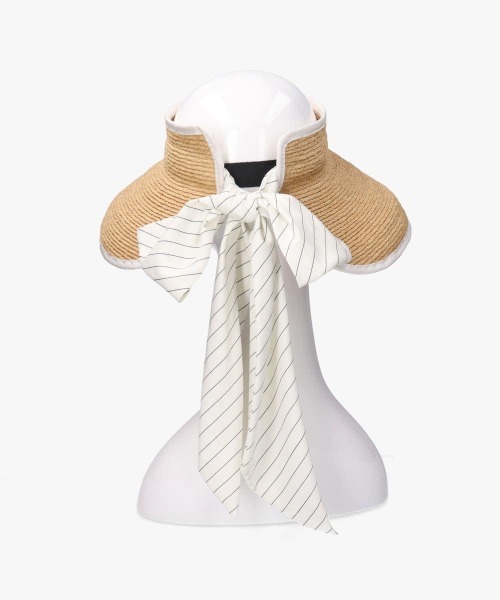 Chapeau d' O（シャポードオー）の「Chapeau d' O  Raffia Casablanca Visor ST / シャポードオー（サンバイザー・レディース・ブラック/ホワイト・FREE）」の8枚目の写真