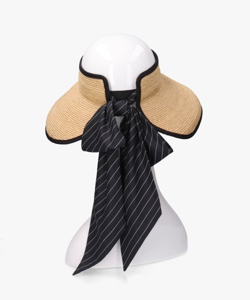 Chapeau d' O（シャポードオー）の「Chapeau d' O  Raffia Casablanca Visor ST / シャポードオー（サンバイザー・レディース・ブラック/ホワイト・FREE）」の12枚目の写真
