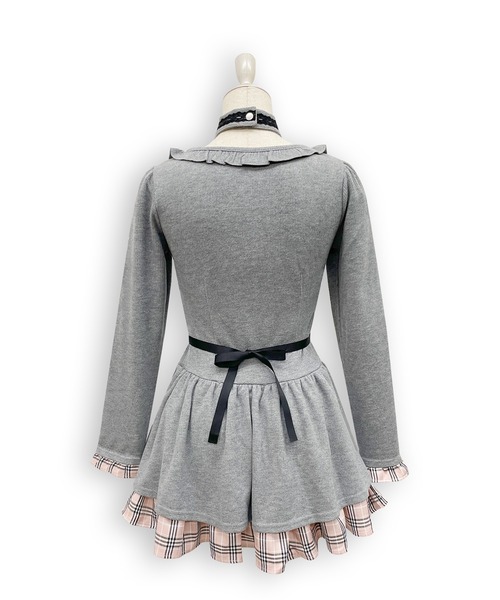 Honey Cinnamon(ハニーシナモン)の「クロスリボンポイントチェックワンピース(ワンピース・レディース・ブラック/グレー・FREE)」の11枚目の写真