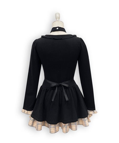 Honey Cinnamon(ハニーシナモン)の「クロスリボンポイントチェックワンピース(ワンピース・レディース・ブラック/グレー・FREE)」の22枚目の写真