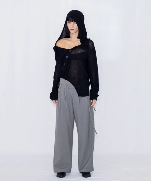 VIAVANDA(ヴィアヴァンダ)の「STRING WIDE TROUSERS(スラックス・レディース・ブラック/グレー・SMALL/MEDIUM)」の8枚目の写真