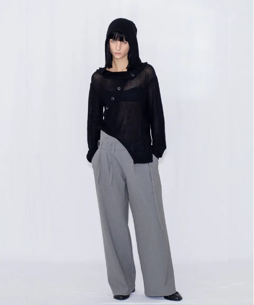 VIAVANDA(ヴィアヴァンダ)の「STRING WIDE TROUSERS(スラックス・レディース・ブラック/グレー・SMALL/MEDIUM)」の9枚目の写真