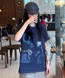 XTONZ（エクストーンズ）の「XTT143シーケンスアンバランスTシャツ（NAVY）（Tシャツ/カットソー）」