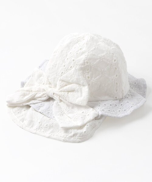 apres les cours（アプレレクール）の「【UVカット】リボン付きレースベビー帽子（ハット・キッズ・ミント/アイボリー・48/46）」の7枚目の写真