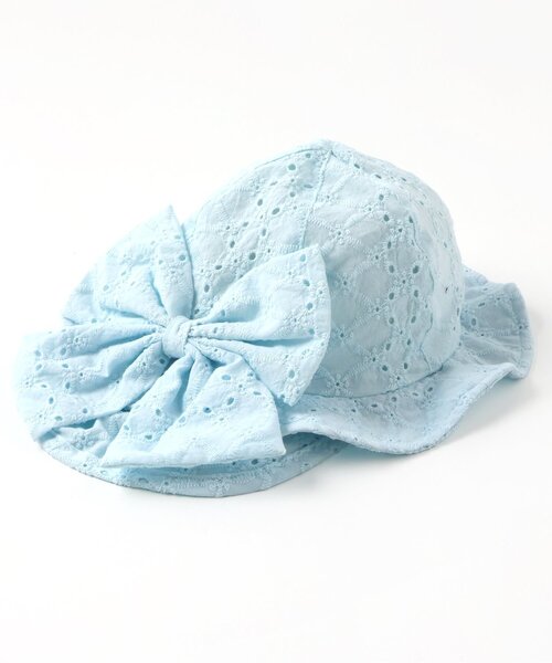 apres les cours（アプレレクール）の「【UVカット】リボン付きレースベビー帽子（ハット・キッズ・ミント/アイボリー・48/46）」の8枚目の写真