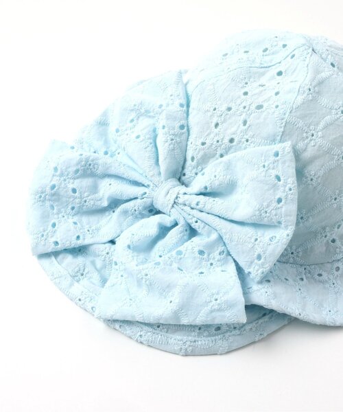 apres les cours（アプレレクール）の「【UVカット】リボン付きレースベビー帽子（ハット・キッズ・ミント/アイボリー・48/46）」の3枚目の写真