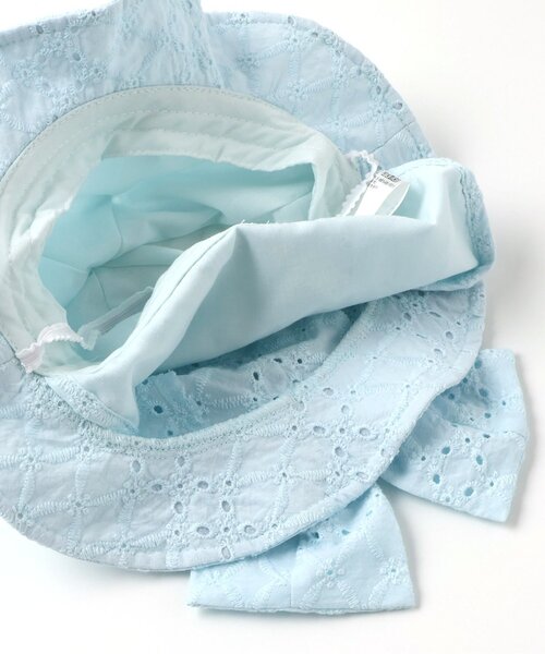 apres les cours（アプレレクール）の「【UVカット】リボン付きレースベビー帽子（ハット・キッズ・ミント/アイボリー・48/46）」の5枚目の写真