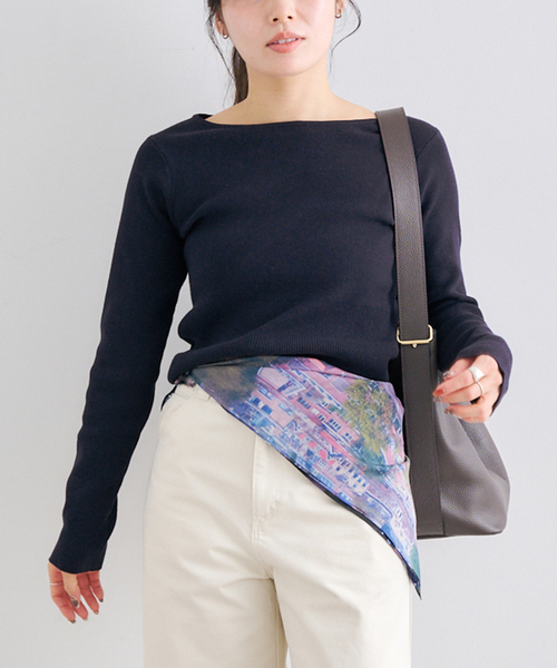 U by SPICK&SPAN（ユーバイスピックアンドスパン）の「ワイドリブロングスリーブニット（ニット/セーター・レディース・オレンジ/ネイビー・FREE）」の2枚目の写真