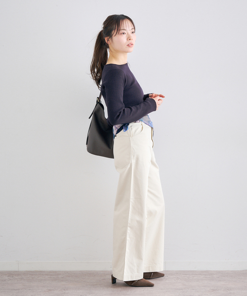 U by SPICK&SPAN（ユーバイスピックアンドスパン）の「ワイドリブロングスリーブニット（ニット/セーター・レディース・オレンジ/ネイビー・FREE）」の5枚目の写真