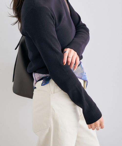 U by SPICK&SPAN（ユーバイスピックアンドスパン）の「ワイドリブロングスリーブニット（ニット/セーター・レディース・オレンジ/ネイビー・FREE）」の9枚目の写真