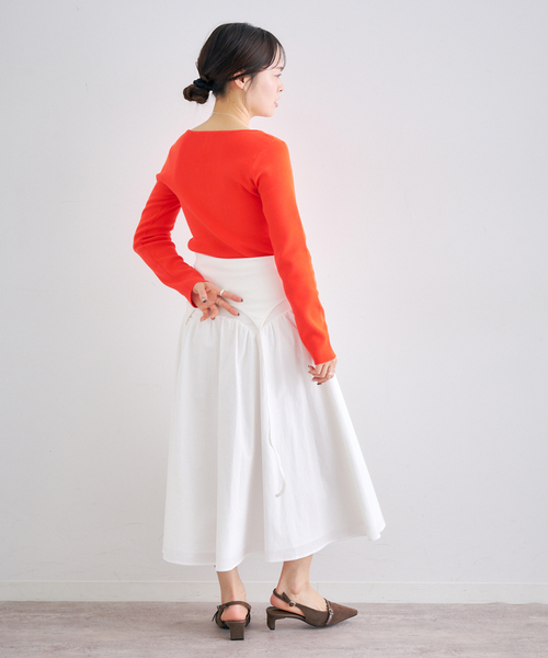 U by SPICK&SPAN（ユーバイスピックアンドスパン）の「ワイドリブロングスリーブニット（ニット/セーター・レディース・オレンジ/ネイビー・FREE）」の12枚目の写真