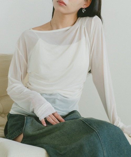 VANNIE U（ヴァニーユー）の「ギャザードレープシアートップス（Tシャツ/カットソー・レディース・アイボリー/グレー/ピンク・FREE）」の3枚目の写真