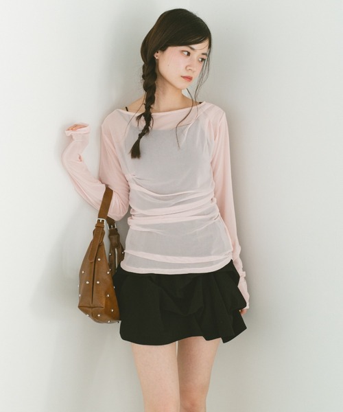 VANNIE U（ヴァニーユー）の「ギャザードレープシアートップス（Tシャツ/カットソー・レディース・アイボリー/グレー/ピンク・FREE）」の14枚目の写真