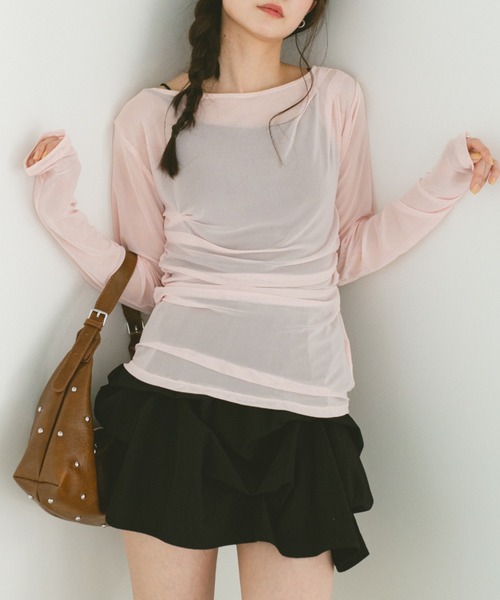 VANNIE U（ヴァニーユー）の「ギャザードレープシアートップス（Tシャツ/カットソー・レディース・アイボリー/グレー/ピンク・FREE）」の15枚目の写真