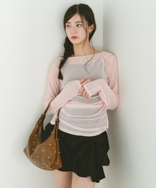 VANNIE U（ヴァニーユー）の「ギャザードレープシアートップス（Tシャツ/カットソー・レディース・アイボリー/グレー/ピンク・FREE）」の18枚目の写真