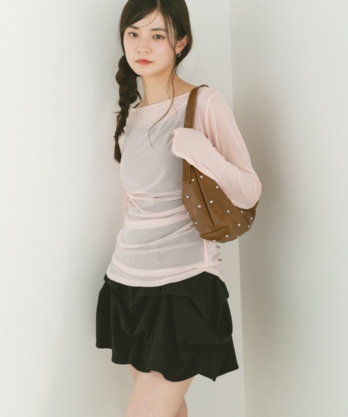 VANNIE U（ヴァニーユー）の「ギャザードレープシアートップス（Tシャツ/カットソー・レディース・アイボリー/グレー/ピンク・FREE）」の19枚目の写真