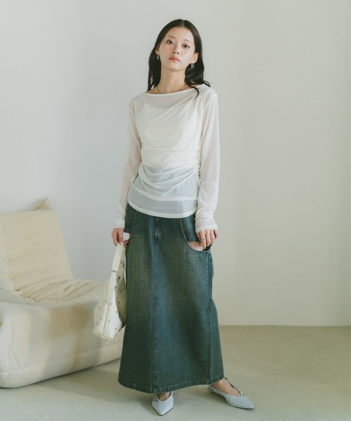 VANNIE U（ヴァニーユー）の「ギャザードレープシアートップス（Tシャツ/カットソー・レディース・アイボリー/グレー/ピンク・FREE）」の12枚目の写真