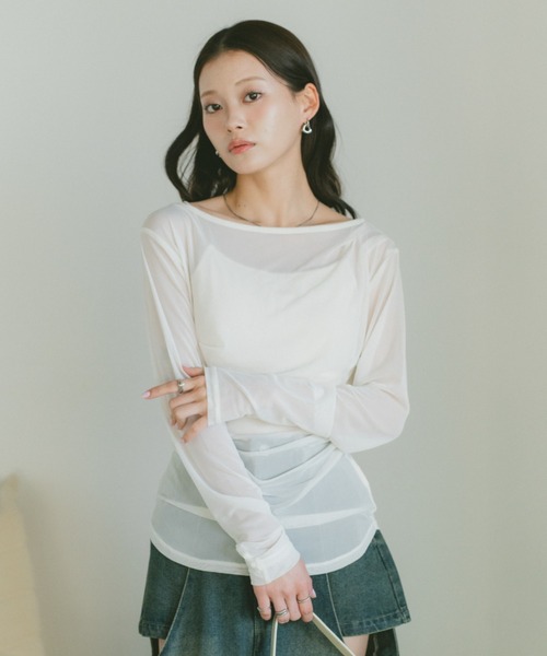 VANNIE U（ヴァニーユー）の「ギャザードレープシアートップス（Tシャツ/カットソー・レディース・アイボリー/グレー/ピンク・FREE）」の6枚目の写真