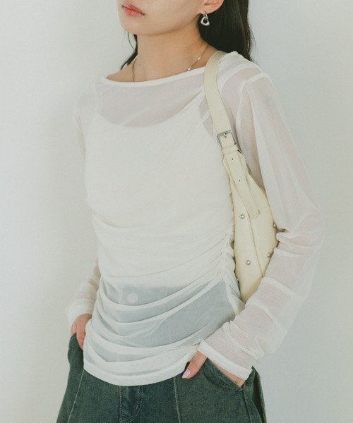 VANNIE U（ヴァニーユー）の「ギャザードレープシアートップス（Tシャツ/カットソー・レディース・アイボリー/グレー/ピンク・FREE）」の9枚目の写真