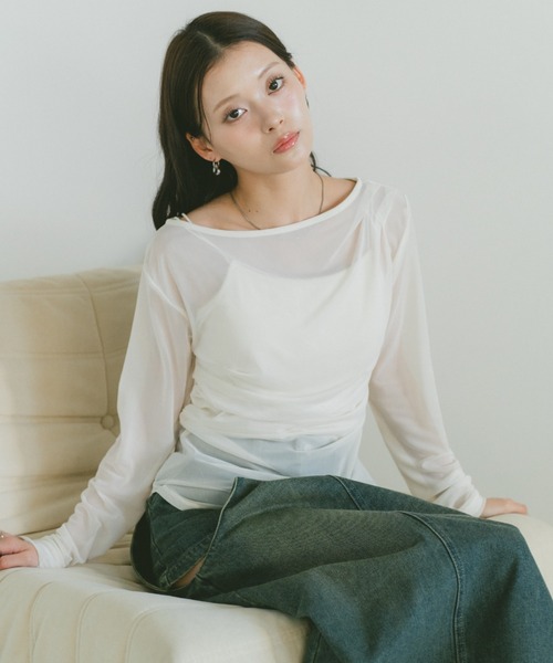 VANNIE U（ヴァニーユー）の「ギャザードレープシアートップス（Tシャツ/カットソー・レディース・アイボリー/グレー/ピンク・FREE）」の10枚目の写真