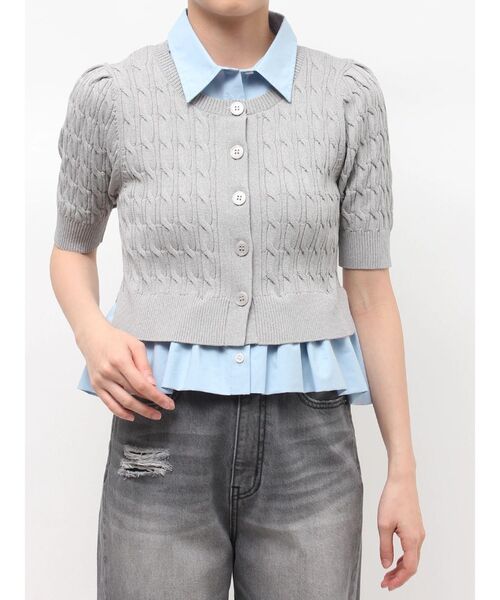 LAGUNAMOON(ラグナムーン)の「デタッチャブルペプラムニットカーディガン(ニット/セーター・レディース・グレー/アイボリー/ネイビー・FREE)」の2枚目の写真