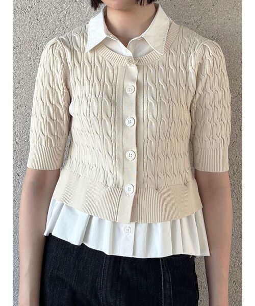 LAGUNAMOON(ラグナムーン)の「デタッチャブルペプラムニットカーディガン(ニット/セーター・レディース・グレー/アイボリー/ネイビー・FREE)」の1枚目の写真