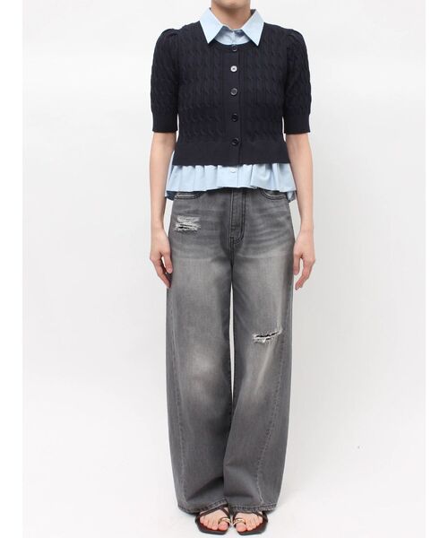 LAGUNAMOON(ラグナムーン)の「デタッチャブルペプラムニットカーディガン(ニット/セーター・レディース・グレー/アイボリー/ネイビー・FREE)」の10枚目の写真