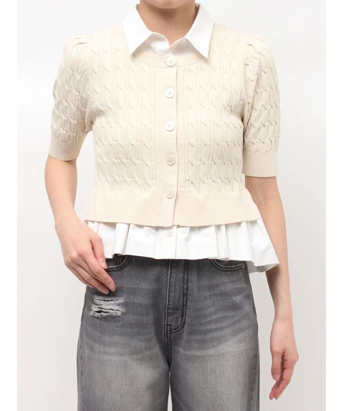 LAGUNAMOON(ラグナムーン)の「デタッチャブルペプラムニットカーディガン(ニット/セーター・レディース・グレー/アイボリー/ネイビー・FREE)」の6枚目の写真