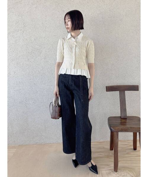LAGUNAMOON(ラグナムーン)の「デタッチャブルペプラムニットカーディガン【オフィスカジュアル】【夏服】(ニット/セーター・レディース・グレー/アイボリー/ネイビー・FREE)」の10枚目の写真