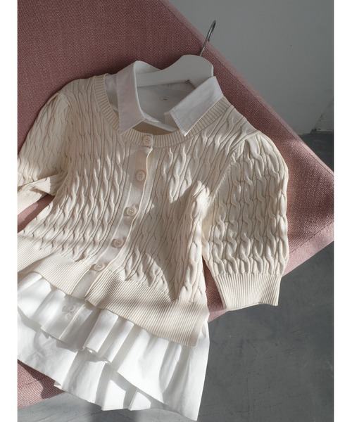 LAGUNAMOON(ラグナムーン)の「デタッチャブルペプラムニットカーディガン【オフィスカジュアル】【夏服】(ニット/セーター・レディース・グレー/アイボリー/ネイビー・FREE)」の4枚目の写真