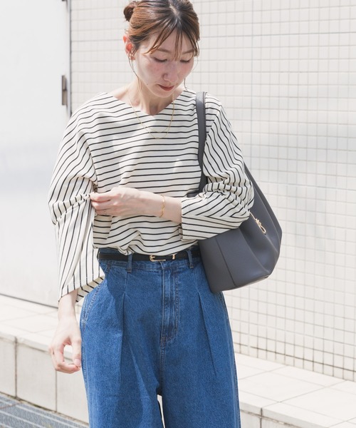 ITEMS URBANRESEARCH(アイテムズ アーバンリサーチ)の「カットミラノプルオーバー(Tシャツ/カットソー・レディース・ホワイト系その他/ベージュ/ブラック・FREE)」の4枚目の写真