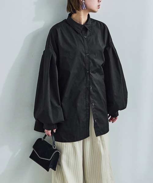 Fashion Letter(ファッションレター)の「バルーンスリーブ ロングシャツ(シャツ/ブラウス・レディース・ブラック/ライトグレー/オフホワイト・M)」の15枚目の写真