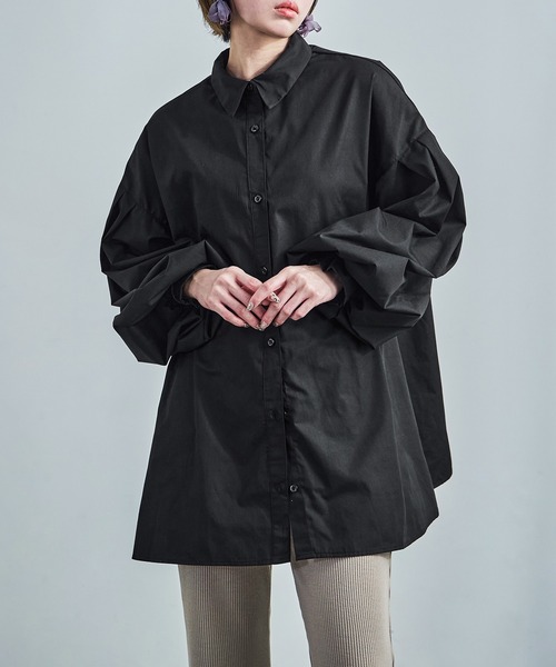 Fashion Letter(ファッションレター)の「バルーンスリーブ ロングシャツ(シャツ/ブラウス・レディース・ブラック/ライトグレー/オフホワイト・M)」の20枚目の写真
