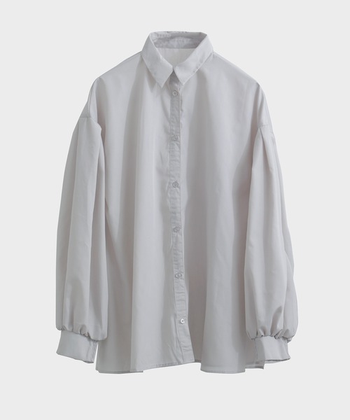 Fashion Letter(ファッションレター)の「バルーンスリーブ ロングシャツ(シャツ/ブラウス・レディース・ブラック/ライトグレー/オフホワイト・M)」の8枚目の写真