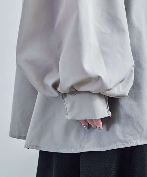Fashion Letter(ファッションレター)の「バルーンスリーブ ロングシャツ(シャツ/ブラウス・レディース・ブラック/ライトグレー/オフホワイト・M)」の12枚目の写真