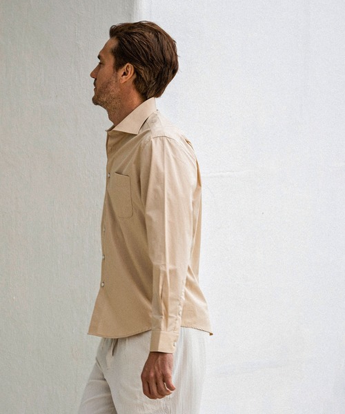 AKM Contemporary（エイケイエムコンテンポラリー）の「【WEB・直営店限定】AKM Contemporary(エイケイエムコンテンポラリー)ホリゾンタルカラー長袖シャツ（シャツ/ブラウス・メンズ・ネイビー/ベージュ/ホワイト/ブラック・M/S/XL/L）」の17枚目の写真
