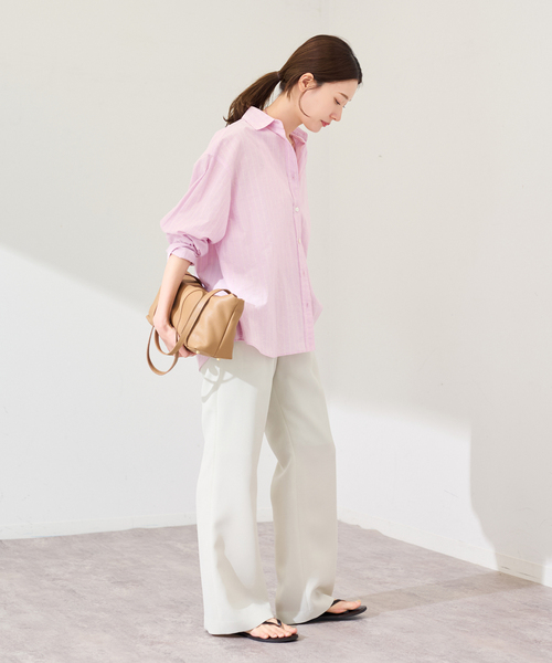 FRAMeWORK（フレームワーク）の「綿麻ストライプレギュラーシャツ（シャツ/ブラウス・レディース・ピンク/グリーン/イエロー・FREE）」の11枚目の写真