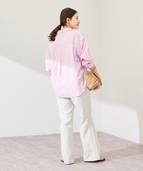 FRAMeWORK（フレームワーク）の「綿麻ストライプレギュラーシャツ（シャツ/ブラウス・レディース・ピンク/グリーン/イエロー・FREE）」の12枚目の写真