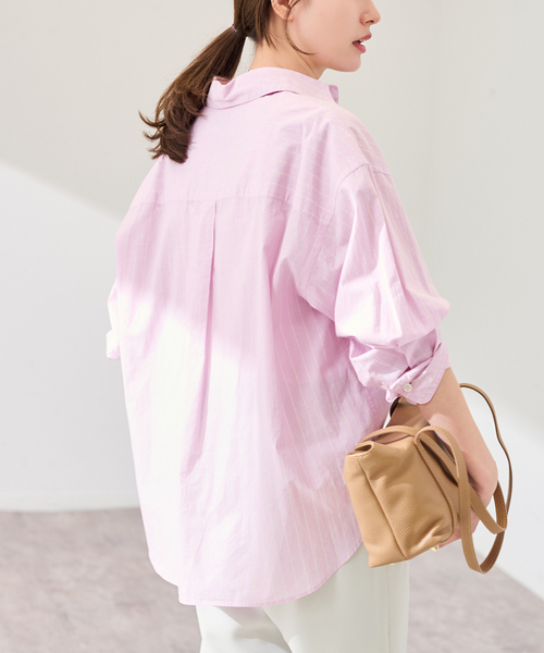 FRAMeWORK（フレームワーク）の「綿麻ストライプレギュラーシャツ（シャツ/ブラウス・レディース・ピンク/グリーン/イエロー・FREE）」の15枚目の写真