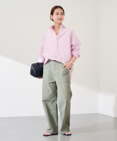 FRAMeWORK（フレームワーク）の「綿麻ストライプレギュラーシャツ（シャツ/ブラウス・レディース・ピンク/グリーン/イエロー・FREE）」の16枚目の写真