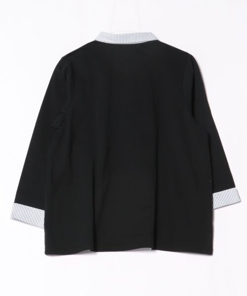 BELLUNA PLUS(ベルーナ)の「カーデフェイクストライプシャツ(チュニック・レディース・ブラック/ライム/ネイビー・X-LARGE/LARGE/MEDIUM)」の7枚目の写真