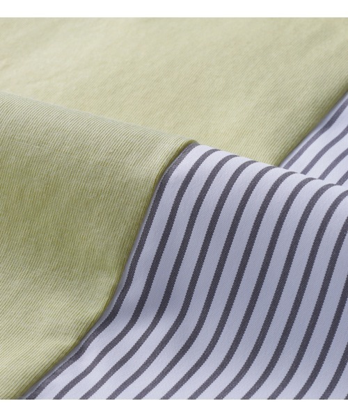 BELLUNA PLUS(ベルーナ)の「カーデフェイクストライプシャツ(チュニック・レディース・ブラック/ライム/ネイビー・X-LARGE/LARGE/MEDIUM)」の5枚目の写真