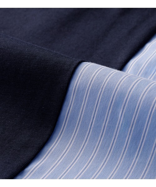 BELLUNA PLUS(ベルーナ)の「カーデフェイクストライプシャツ(チュニック・レディース・ブラック/ライム/ネイビー・X-LARGE/LARGE/MEDIUM)」の6枚目の写真