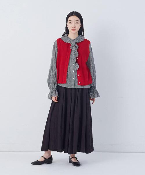 conges payes ADIEU TRISTESSE（コンジェ ペイエ アデュートリステス）の「14G麻綿ワッフル編み2WAYベスト（ベスト・レディース・ブラック/ブルー/レッド・FREE）」の4枚目の写真